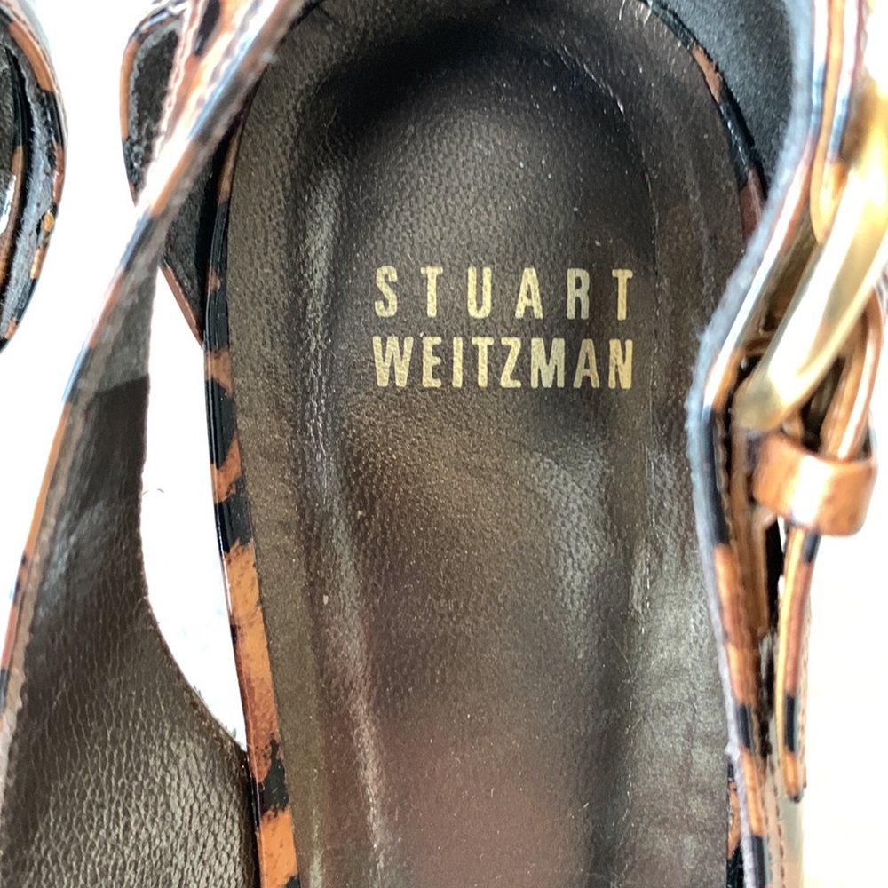 Stuart Weitzman Leopard Print Peep Toe Heels - image 5